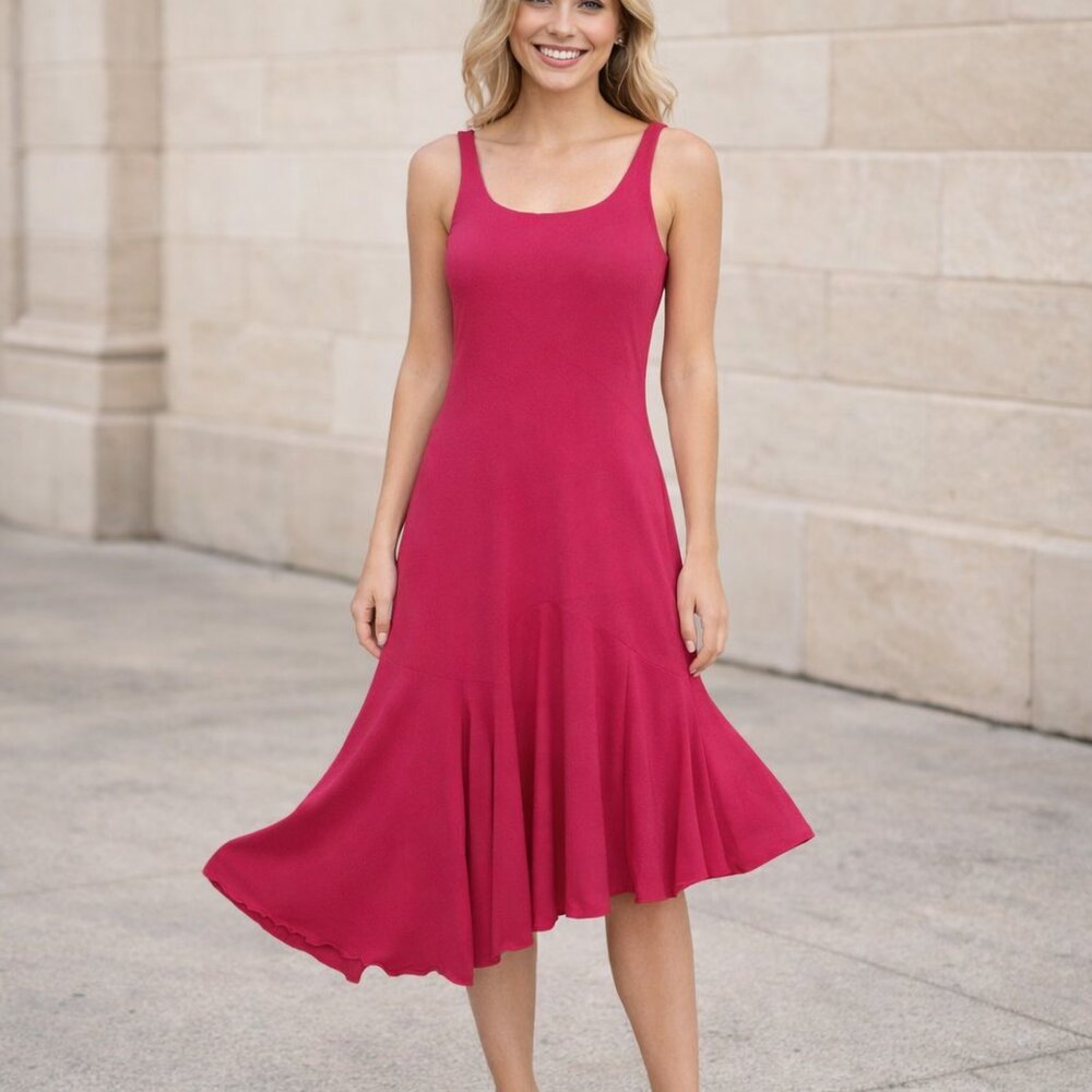 DBC Pink Asymmetrical Midi Dress | Size 2 | Flowy Mermaid Hem Sleeveless Style